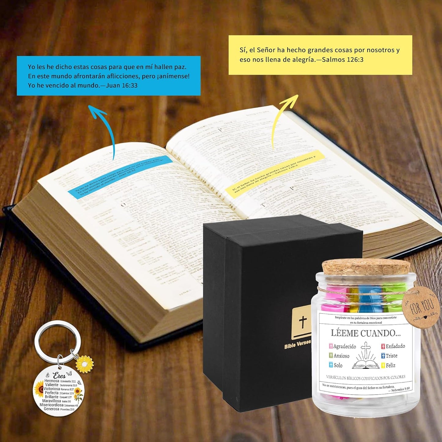 FRASCO CON VERSÍCULOS BÍBLICOS, CAJA DE LUJO Y UN EBOOK GRATUITO🎁 "7 DÍAS DE TRANSFORMACIÓN INTERIOR CON PROPOSITO Y FE"