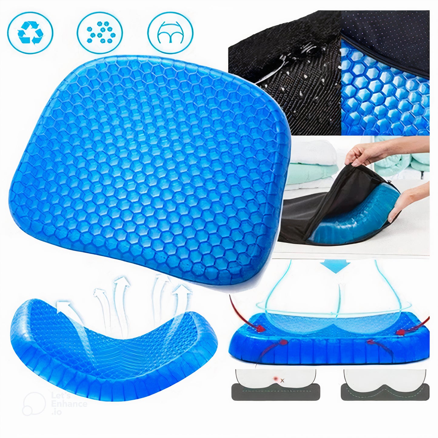 COJÍN EN GEL ERGOSEAT™️EL SECRETO PARA ELIMINAR EL DOLOR DE ESPALDA Y CADERAS + EBOOK GRATIS