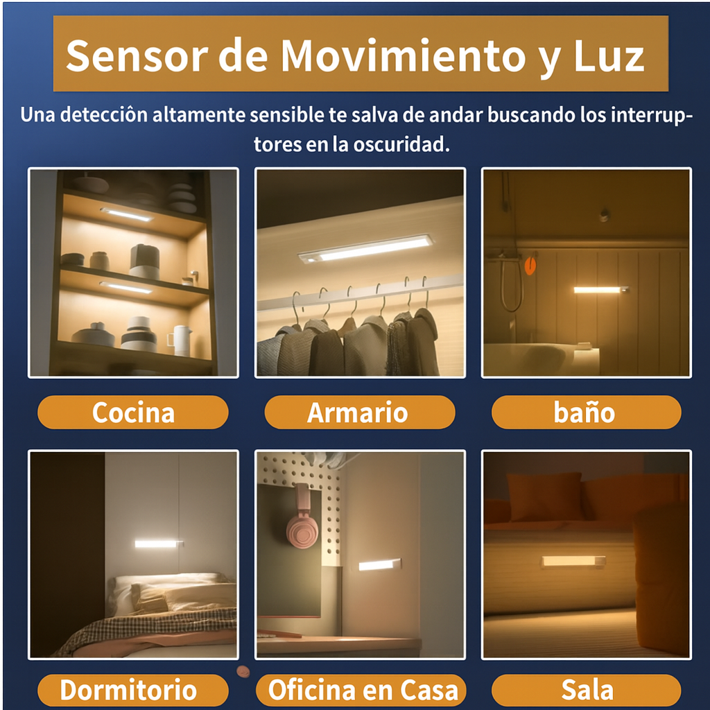 🏆¡Oferta relámpago!⚡ ¡Más de 50.000 vendidos! ¡Últimas unidades! 💥🎉 Luces LED recargables con sensor de movimiento para debajo de armarios (66 LED), ¡el regalo perfecto!